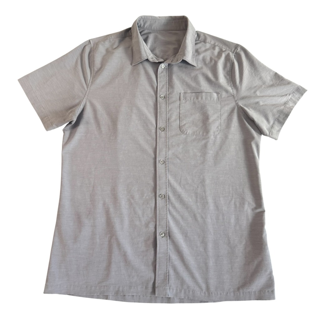 Vuori Bridge Large Lavendar Short Sleeve Performance Button Down Mens Shirt V184
